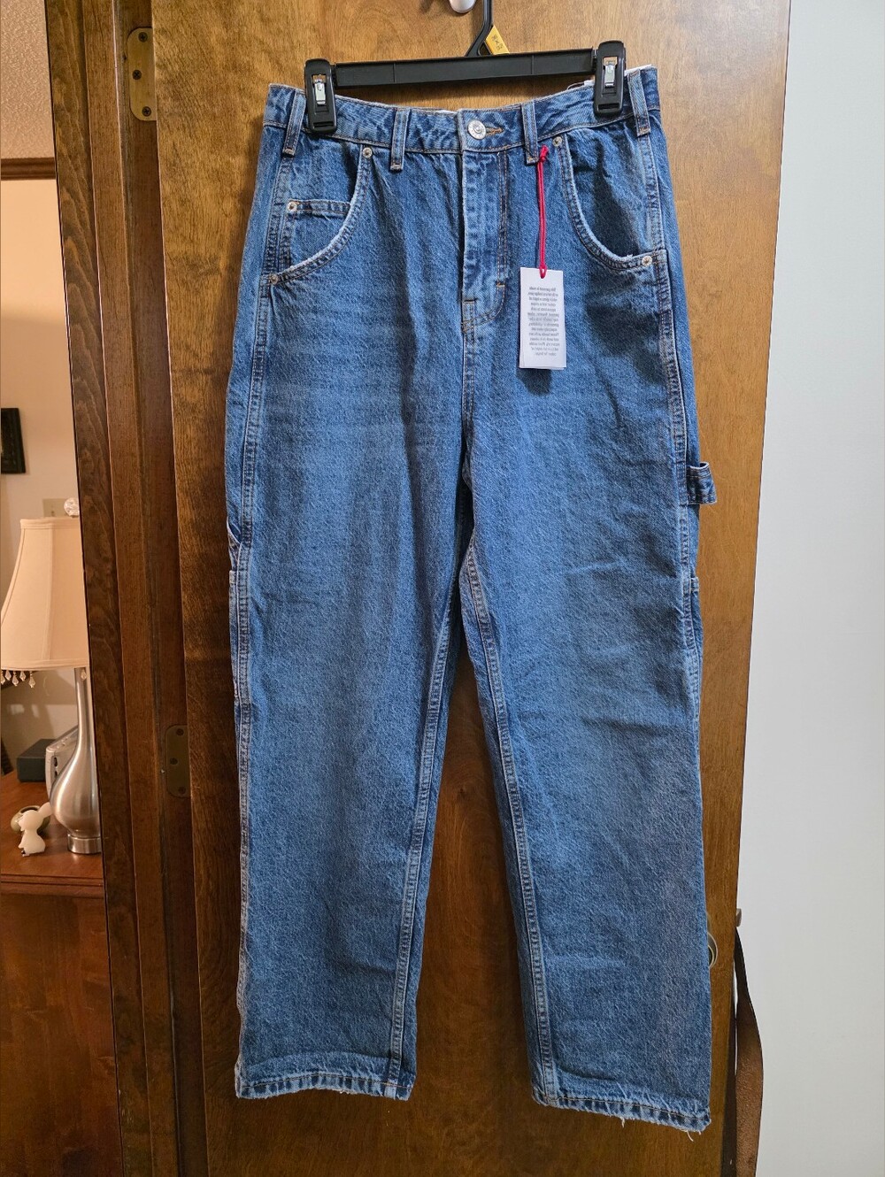 NWT Womens BDG Women's Albie Carpenter Jeans Dark Blue Denim Tapered Leg Sz 28w